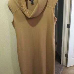 Cowl neck tan sweater dress